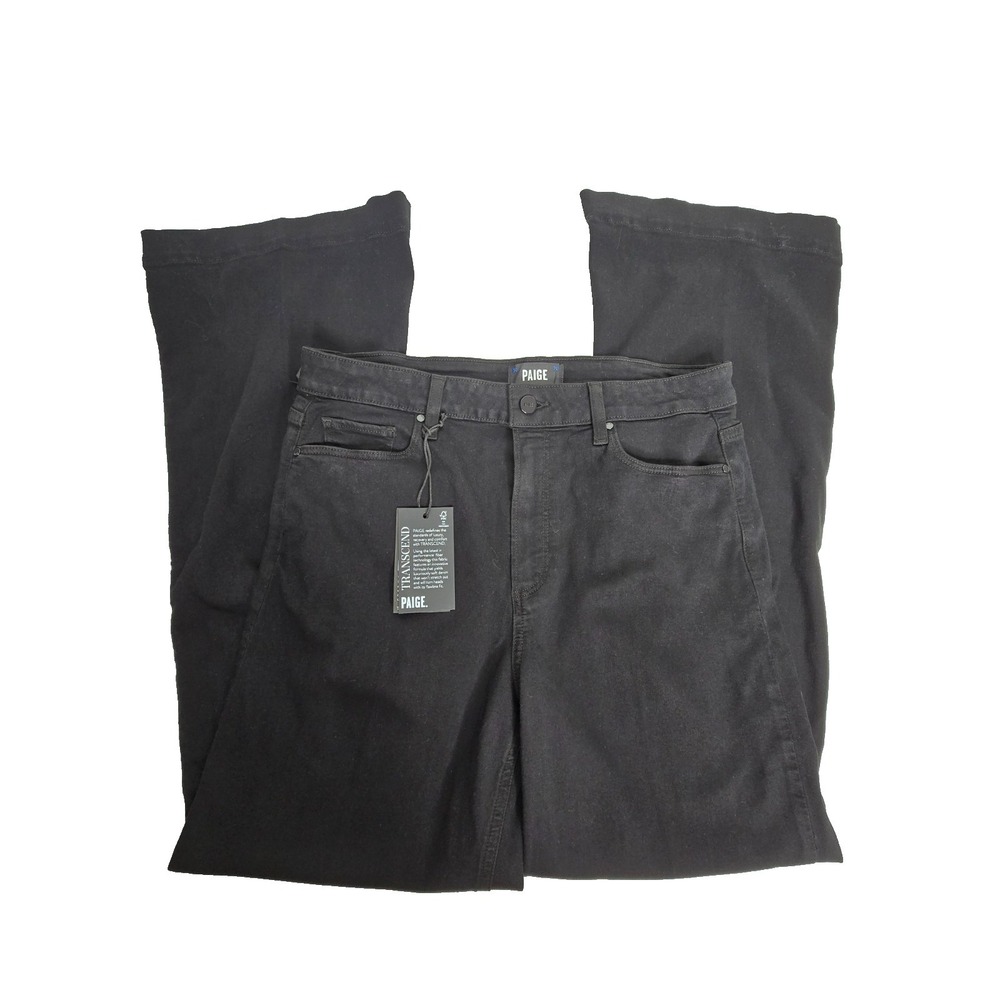 Paige Leenah Slim Wide Leg Jeans Womens 32 Black NEW Transcend Flawless Fit - Picture 4 of 13